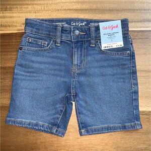 Cat & Jack Boys Relaxed Tapered Adjustable Waist Stretch Denim Shorts Size 4